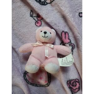 Tiny 4 Inch Pink Plush Bear with Ribbon Bow
